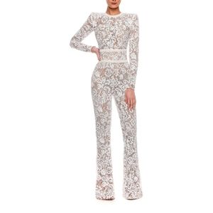 White Lace Jumpsuit (Nude Lining)